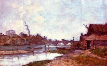 Eugene Boudin : Bridge on the River Touques at Deauville